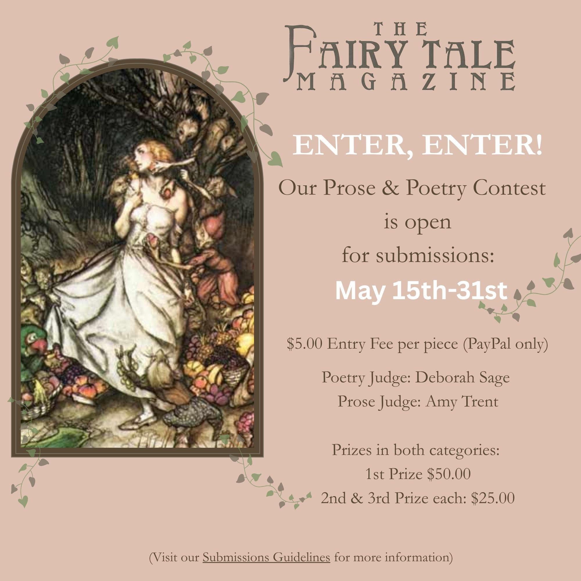 announcement for The Fairy Tale Magazine's annual poetry and prose contest